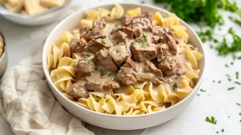 Easy beef and noodles in creamy sauce