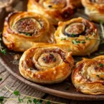 Close-up of fig and goat cheese pinwheels