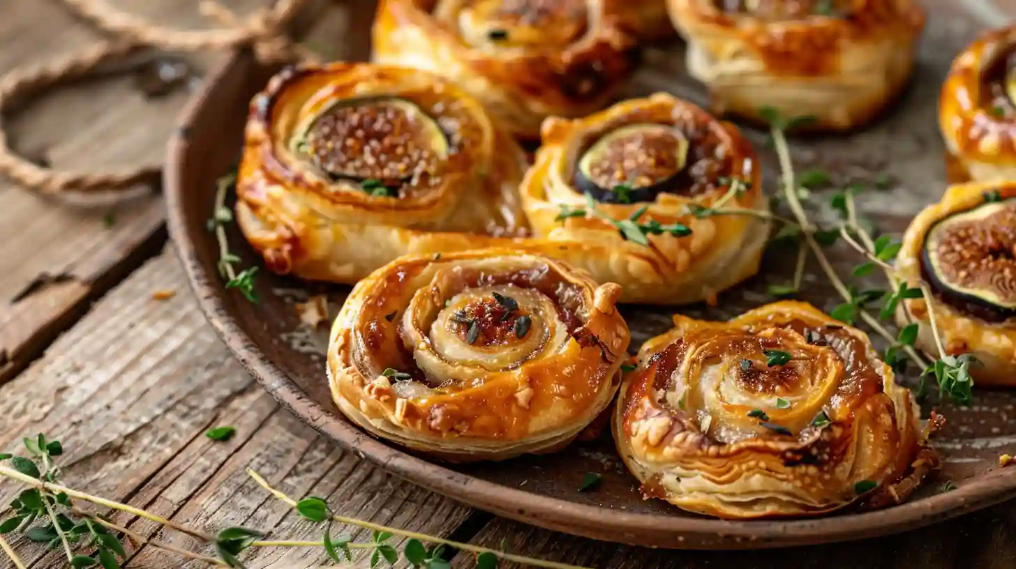 Close-up of fig and goat cheese pinwheels