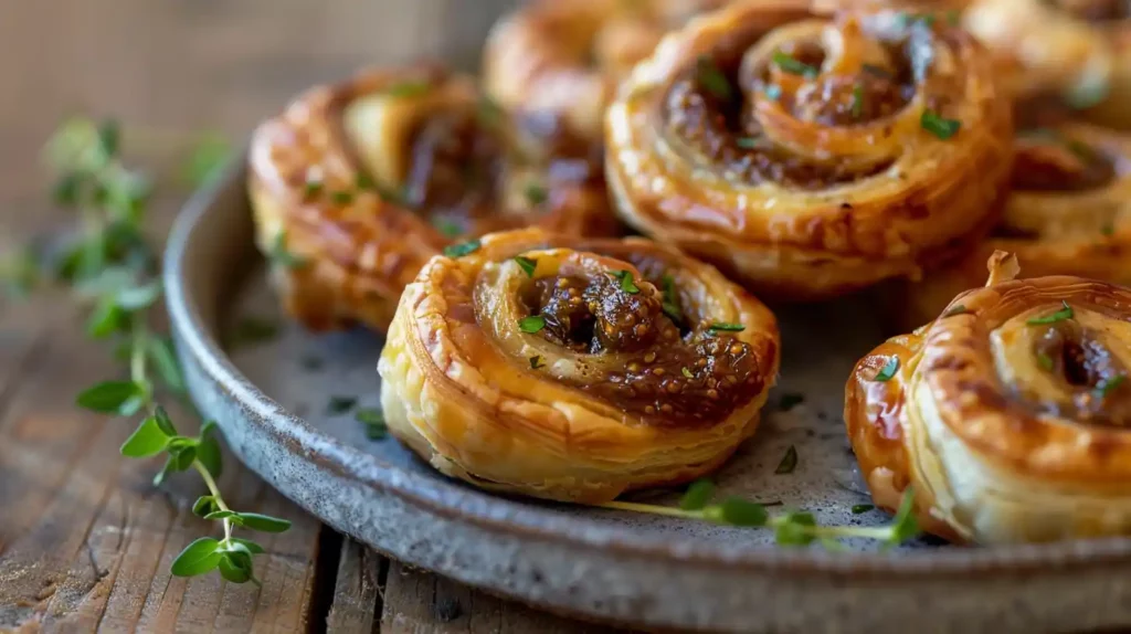 Fig and goat cheese pinwheels fresh from the oven