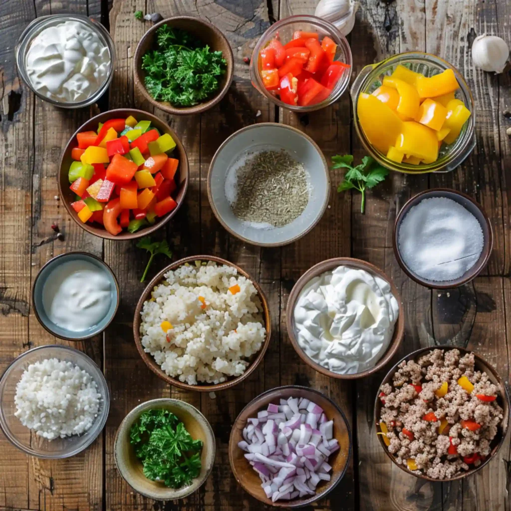 Ingredients for High Protein Stuffed Pepper Soup