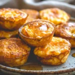 Golden homemade McGriddle muffins with syrup on a ceramic plate