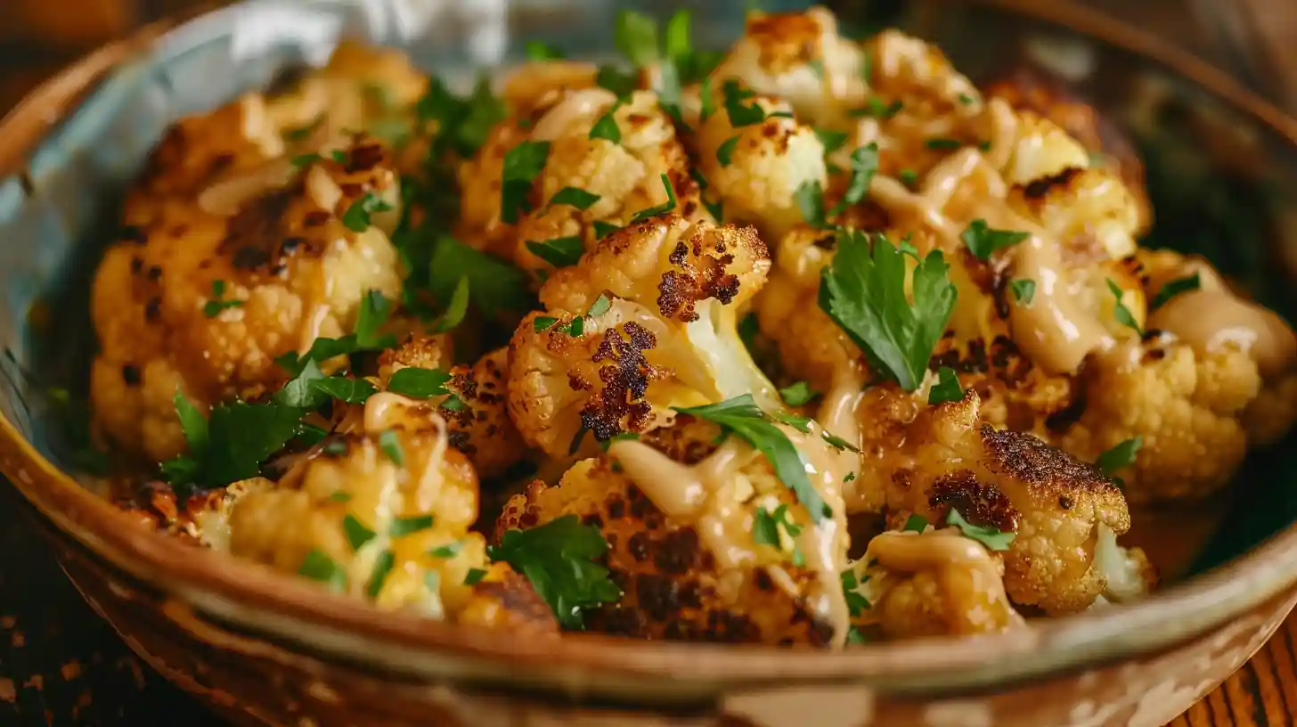 Roasted Moroccan cauliflower with tahini-honey and herbs