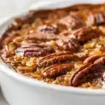 Golden-brown pecan pie baked oatmeal