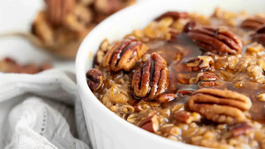 Gooey pecan pie baked oatmeal