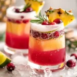 pineapple cranberry Christmas drink with pineapple slice and cranberries