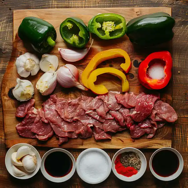 Ingredients for slow cooker pepper steak