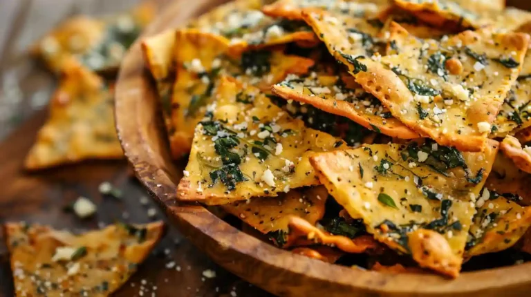 Spinach and feta crisps seasoned with herbs and baked to perfection