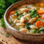 Hearty Tuscan White Bean Soup served fresh with vegetables