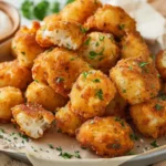 Two Ingredient Cottage Cheese Tots with crispy golden crust