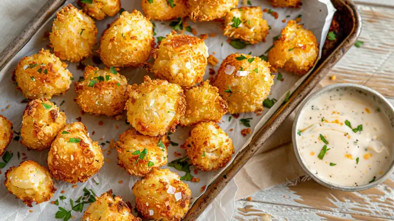 Crispy Two Ingredient Cottage Cheese Tots on parchment paper