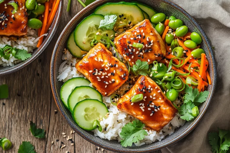 Bang Bang Salmon Bites Bowls - Easy homemade recipe