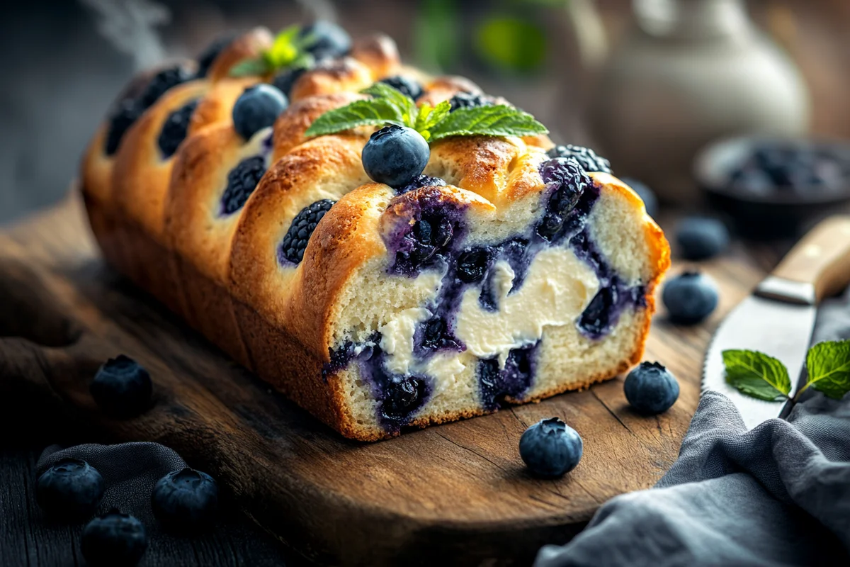 BLUEBERRY CREAM CHEESE BREAD - Easy homemade recipe