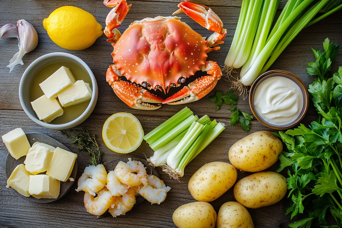 Fresh ingredients for Bubba’s Crab Stew Recipe
