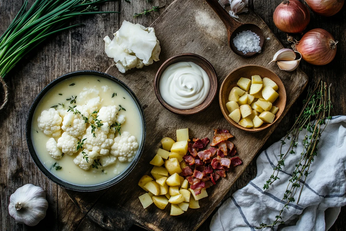 Fresh ingredients for Cauliflower Potato Soup