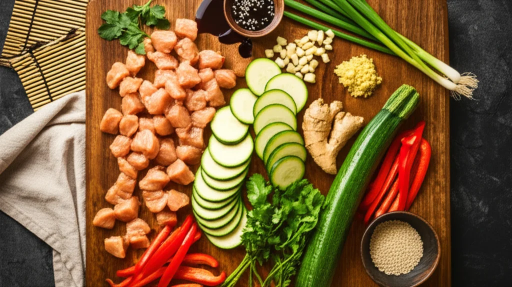 Step-by-step cooking process of Chicken Zucchini Stir Fry