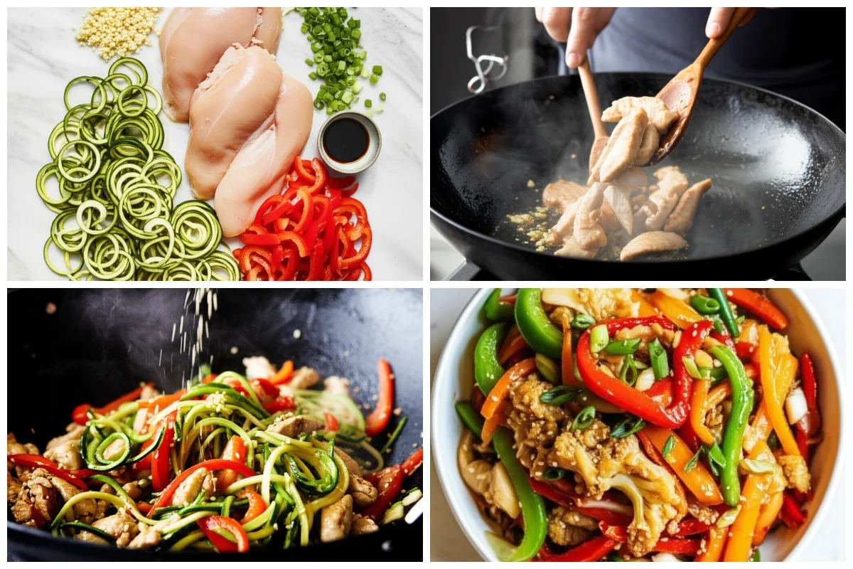 Close-up of Chicken Zucchini Stir Fry ingredients
