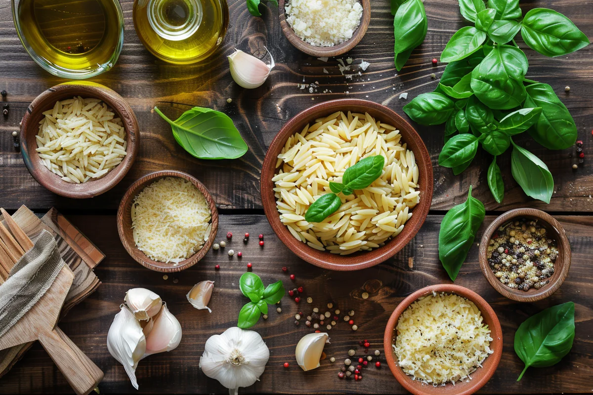 Fresh ingredients for Creamy Garlic Parmesan Orzo