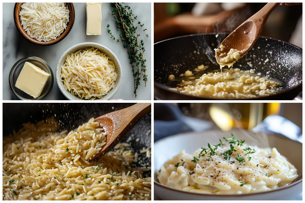 Cooking Creamy Garlic Parmesan Orzo step by step