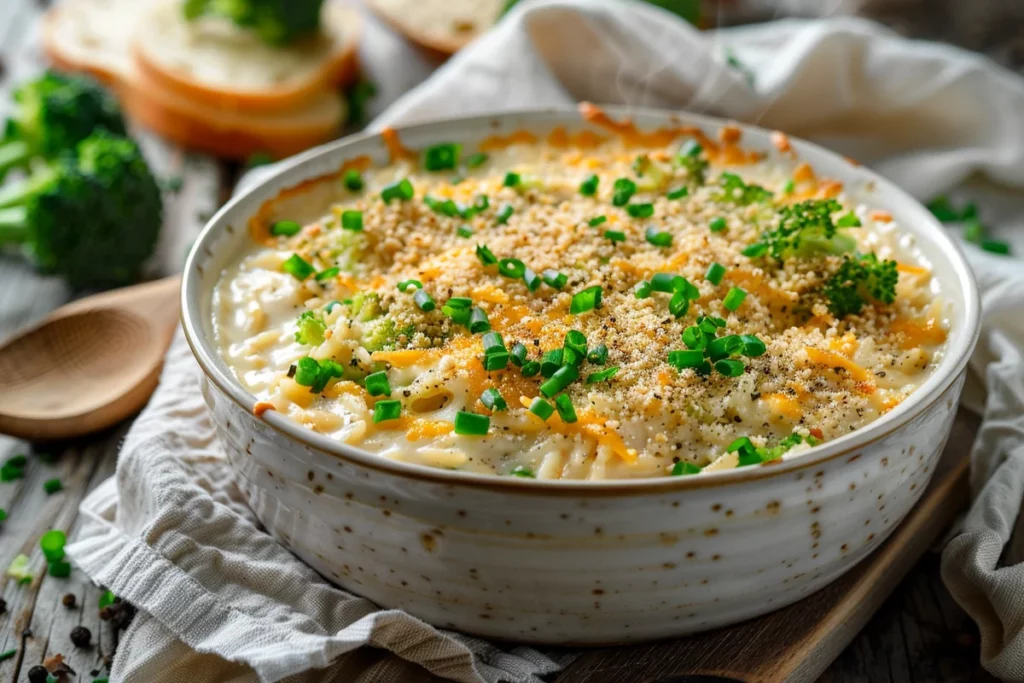 Creamy One-Pot Broccoli Cheddar Orzo served on a plate