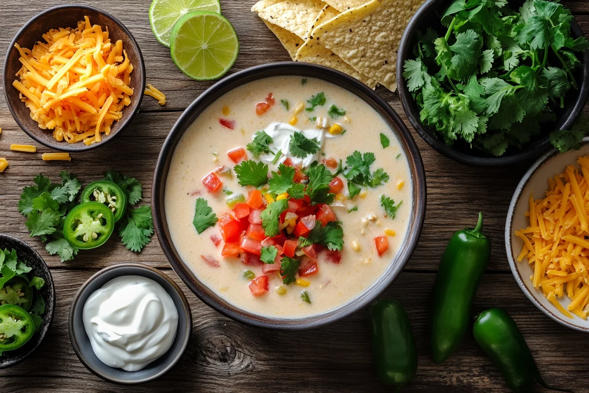Different topping options for Creamy Taco Soup