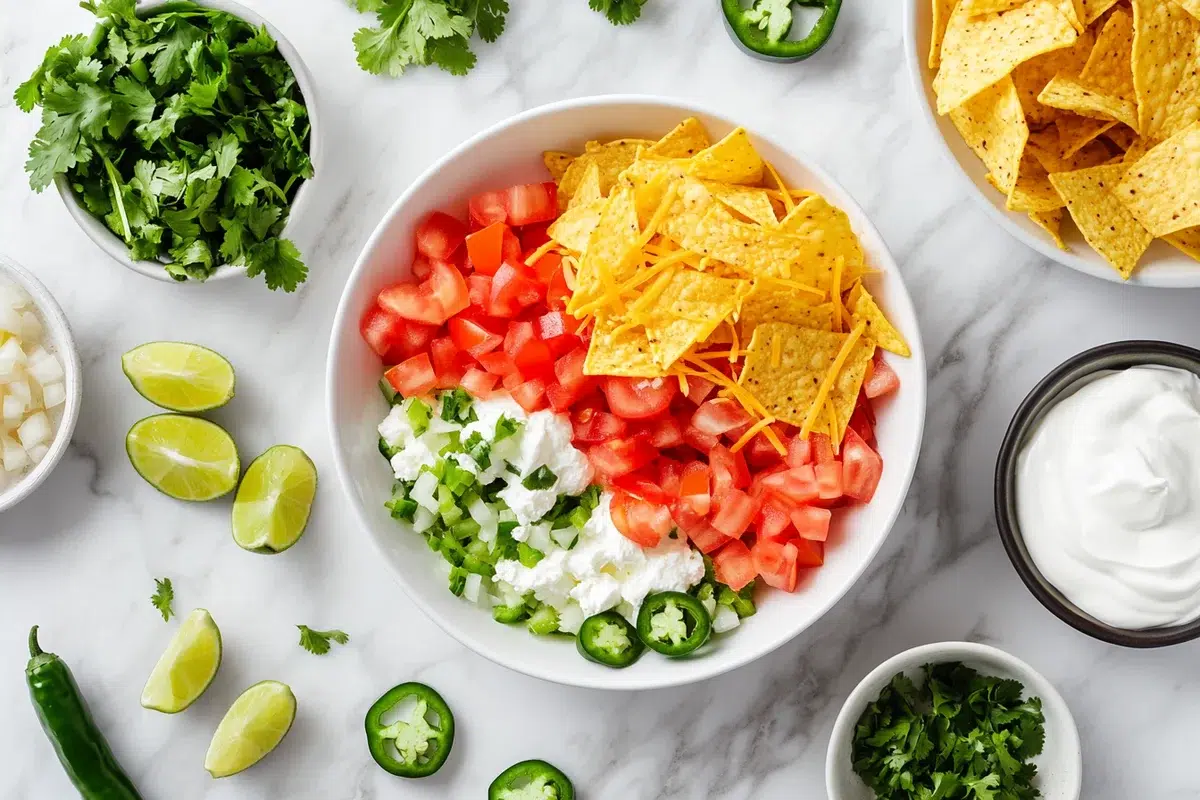 Fresh ingredients for Easy Texas Trash Dip on a counter