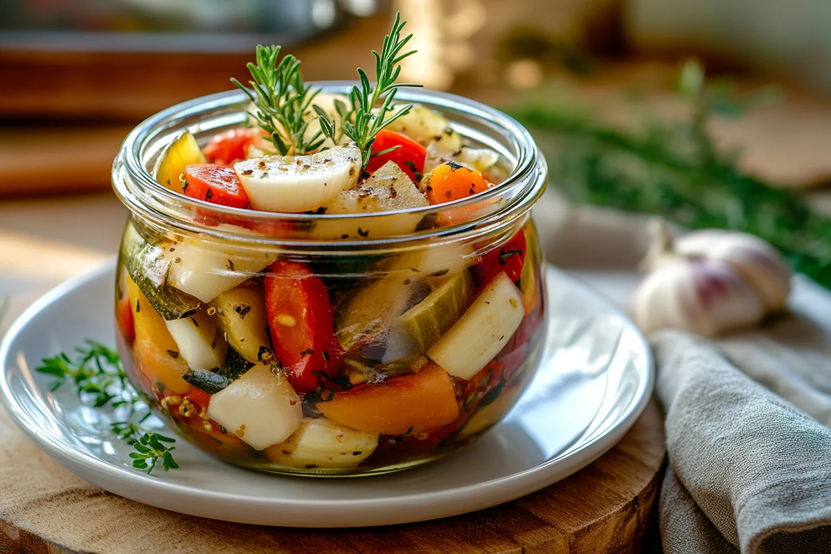 Preparing Giardiniera (Italian Pickled Vegetables) step by step