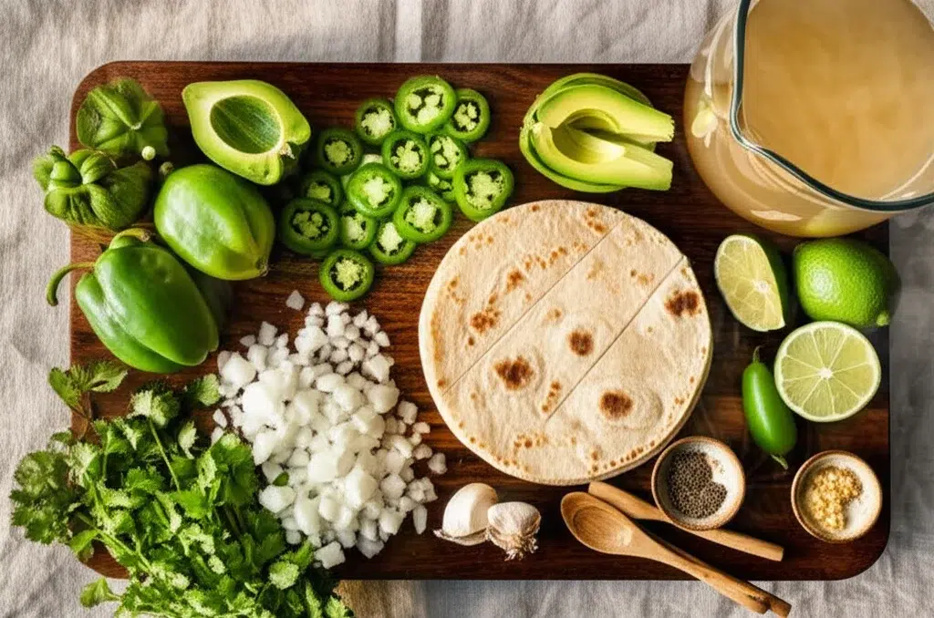 Fresh ingredients for Green Chicken Enchilada Soup