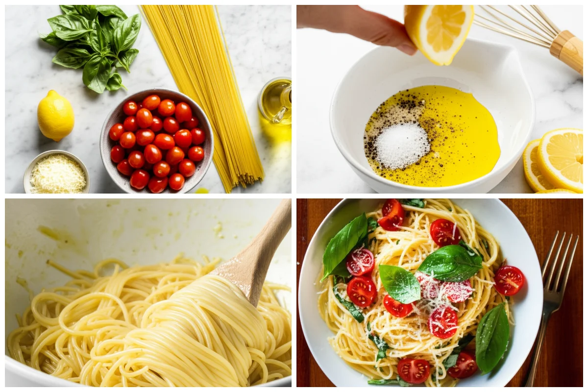Fresh ingredients for Lemon Capellini Salad