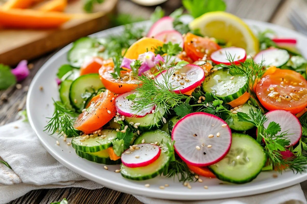 Radish Salad Recipe served on a plate