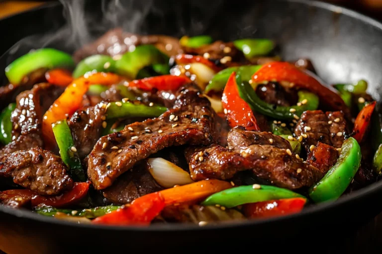 Sizzling Chinese Pepper Steak with Onions - Easy homemade recipe