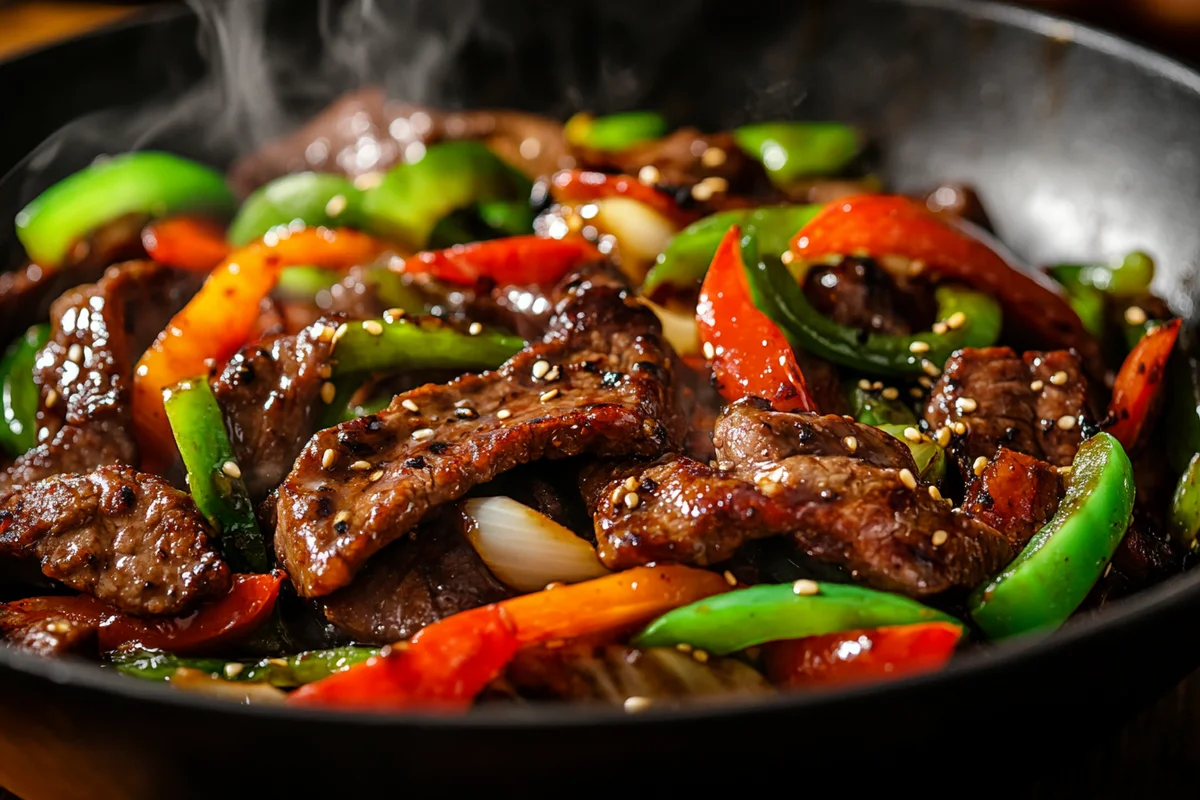 Sizzling Chinese Pepper Steak with Onions - Easy homemade recipe