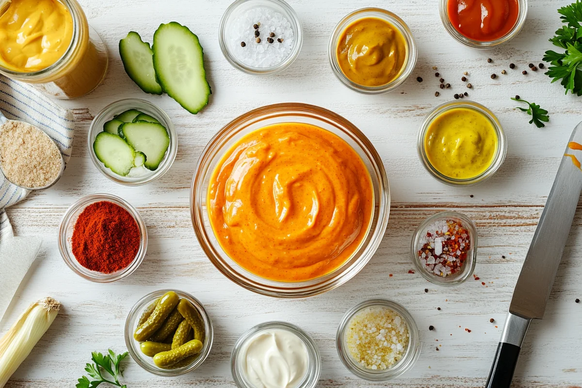 Fresh ingredients for Smash Burger Sauce