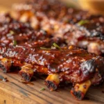Sticky Honey Garlic Ribs charred and caramelized