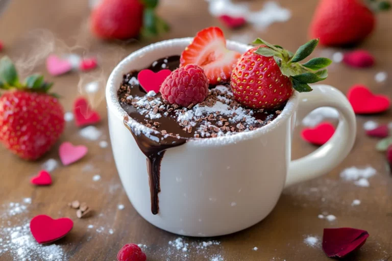 Valentine's day Chocolate Mug Cake – Microwave, 5 Minutes - Easy homemade recipe