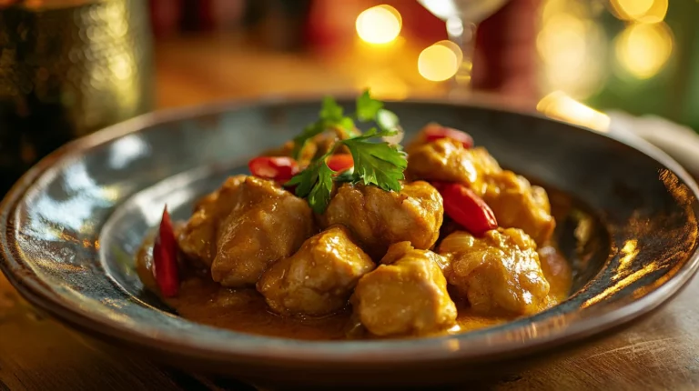 authentic jamaican curry chicken simmering in golden sauce with potatoes and carrots