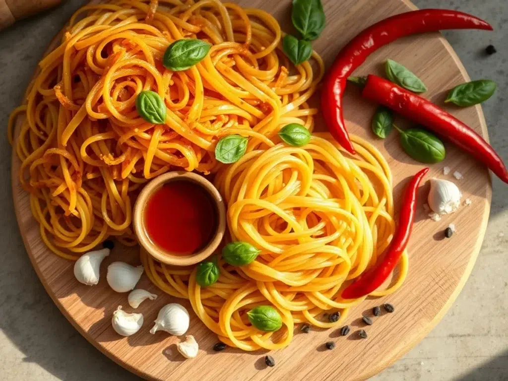 Ingredients for Caramelized Onion Pasta with Chilli Oil