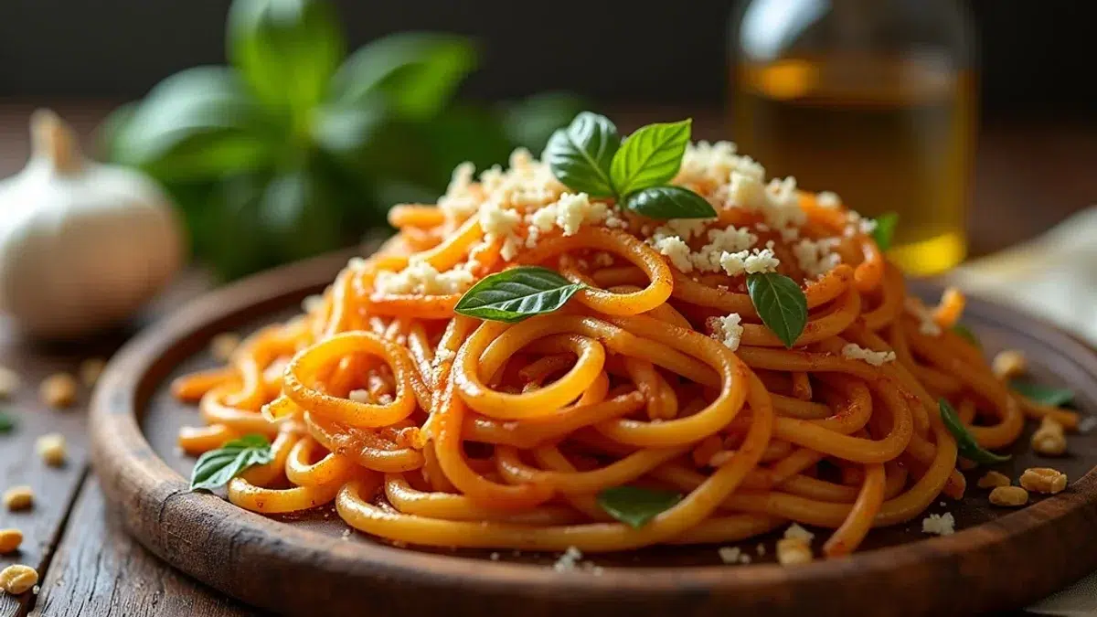Caramelized Onion Pasta with Chilli Oil - Easy homemade recipe