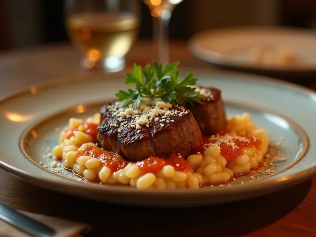 Cozy Italian‑Inspired Pot Roast and Risotto Dinner served on a plate