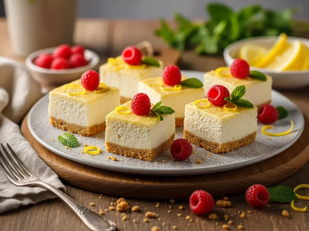 Cream Cheese Bars served on a plate