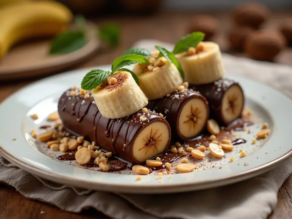 Frozen Banana Snickers served on a plate