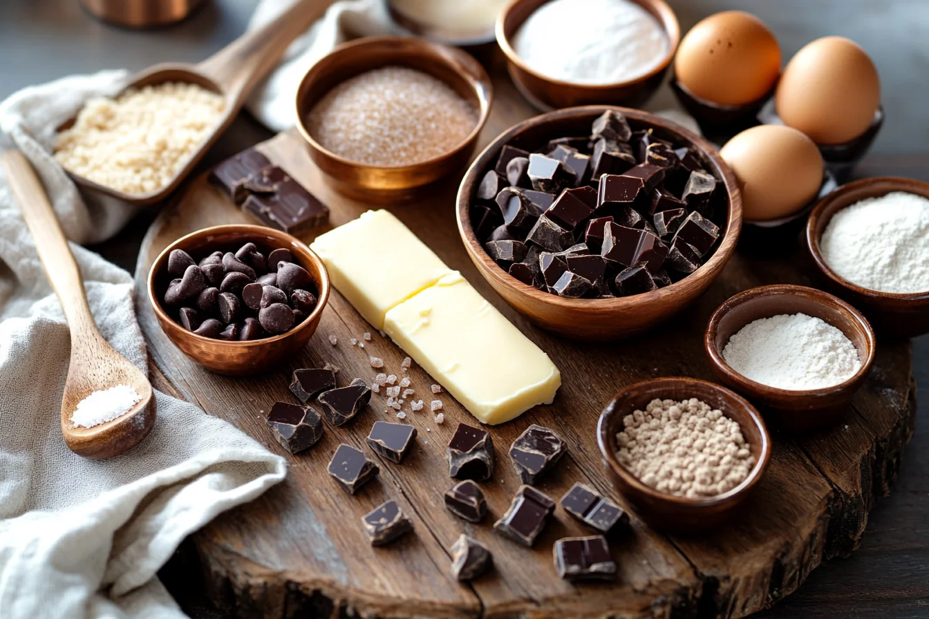 close-up of butter, sugar, and chocolate chips for Giant Chocolate Chip Cookies