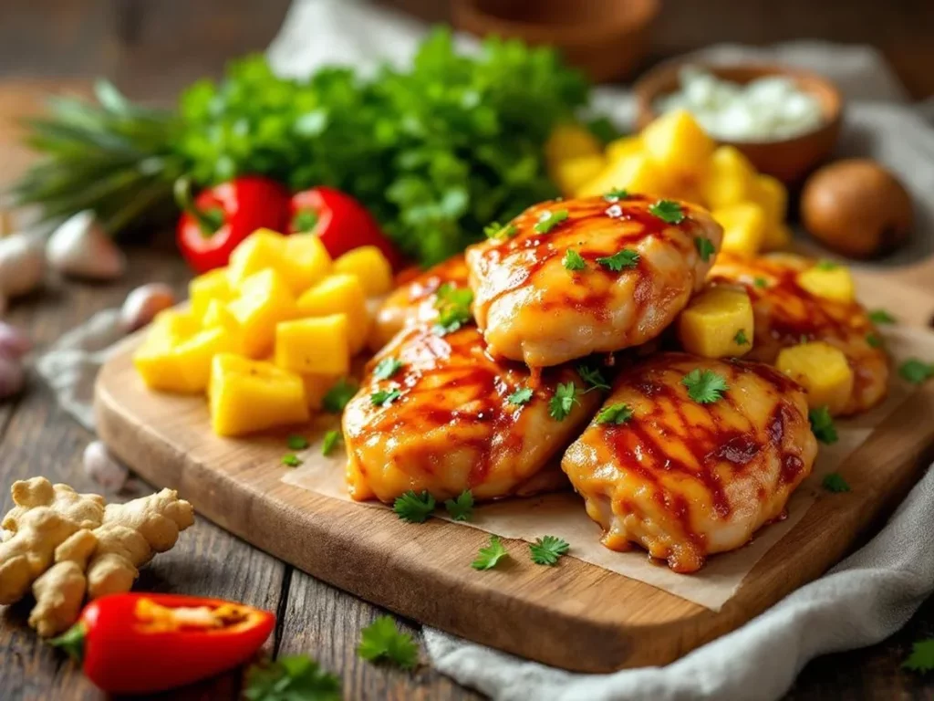 Ingredients for Hawaiian Huli Huli Chicken stack