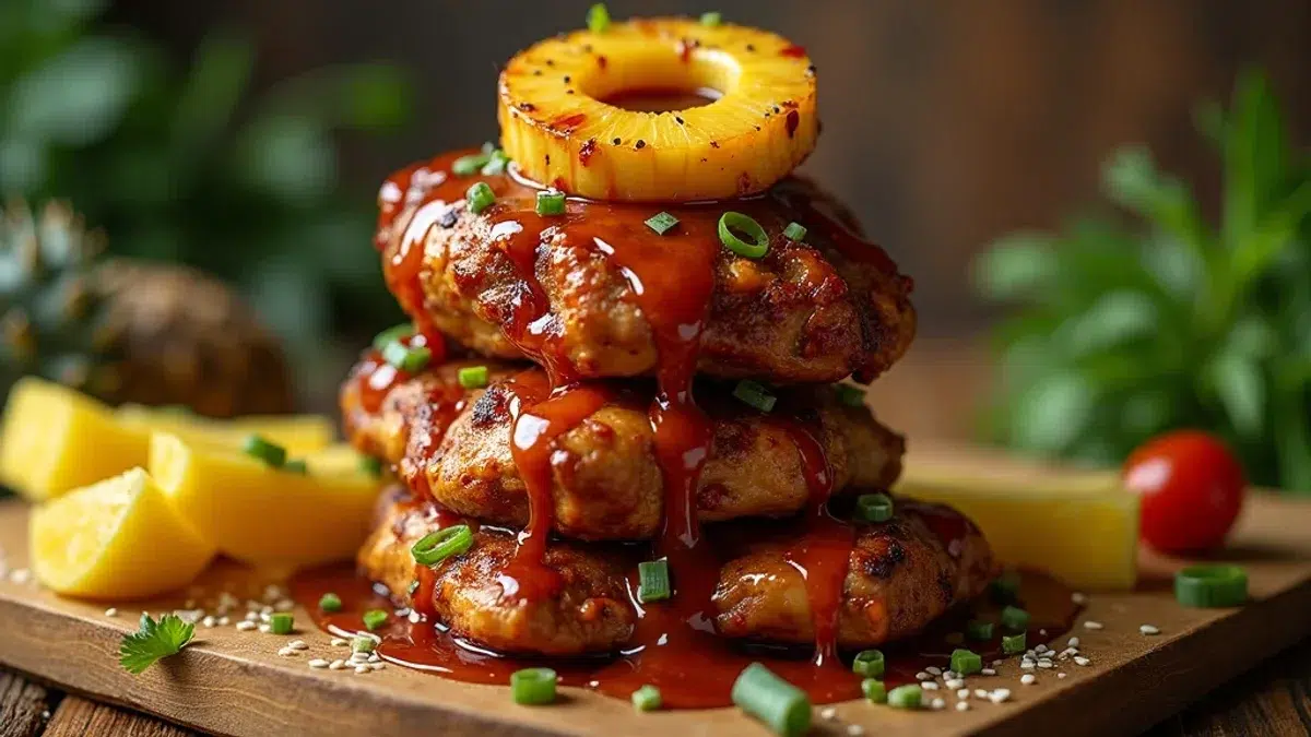 Hawaiian Huli Huli Chicken stack - Easy homemade recipe