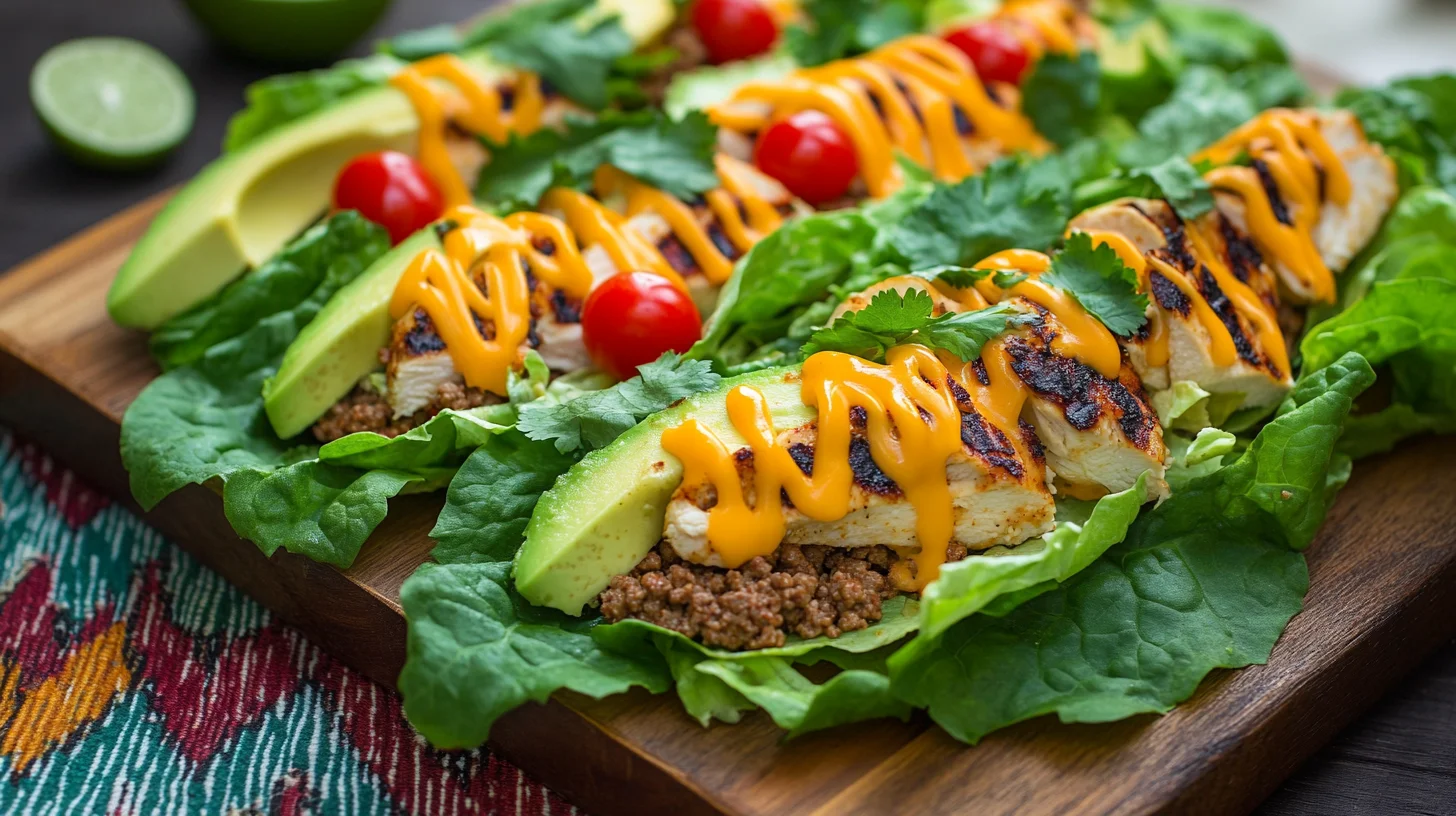 High protein taco salad with seasoned ground turkey, black beans, fresh lettuce, and colorful toppings in white bowl