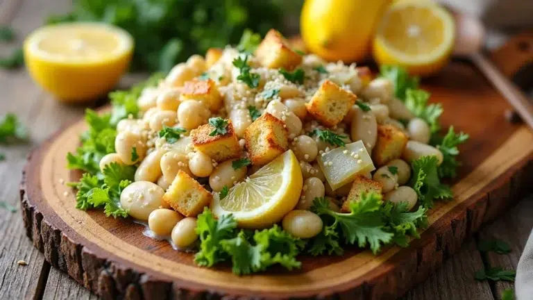 Lemon Tahini White Bean Caesar Salad - Easy homemade recipe
