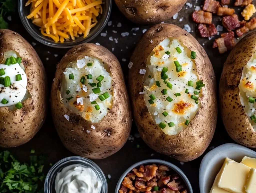 Russet potatoes ready for baking, key ingredient for Perfect Baked Potatoes with crispy skin