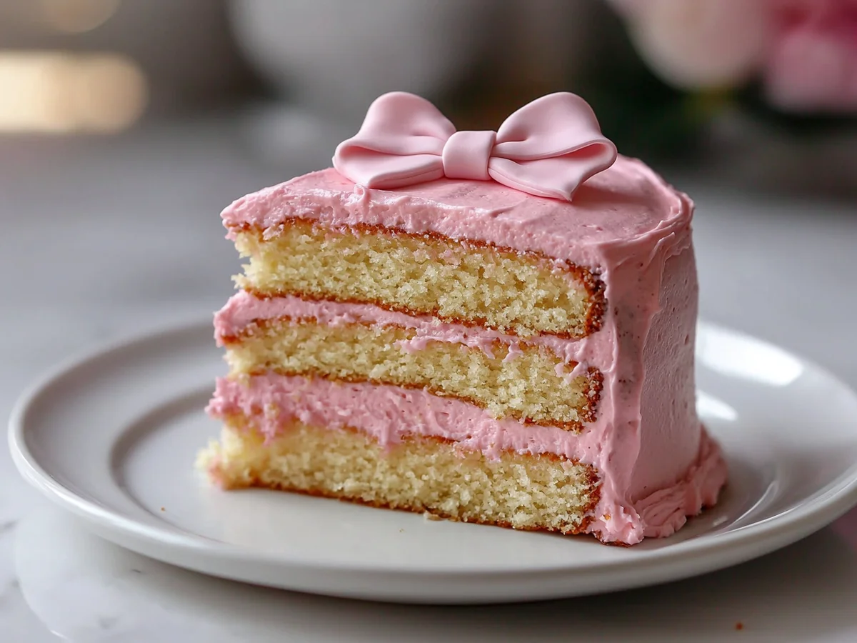 A beautifully decorated Pink Bow Birthday Cake with intricate pink icing and a large bow on top