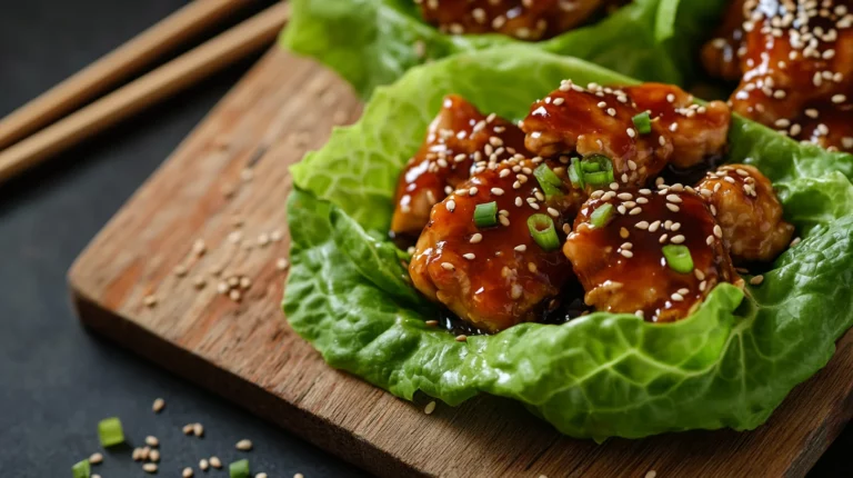 Teriyaki Lettuce Wraps filled with savory chicken, vibrant vegetables, and a glossy sauce
