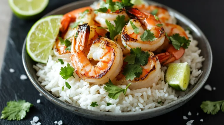 Cilantro Lime Shrimp Rice Bowl with fresh ingredients and vibrant colors